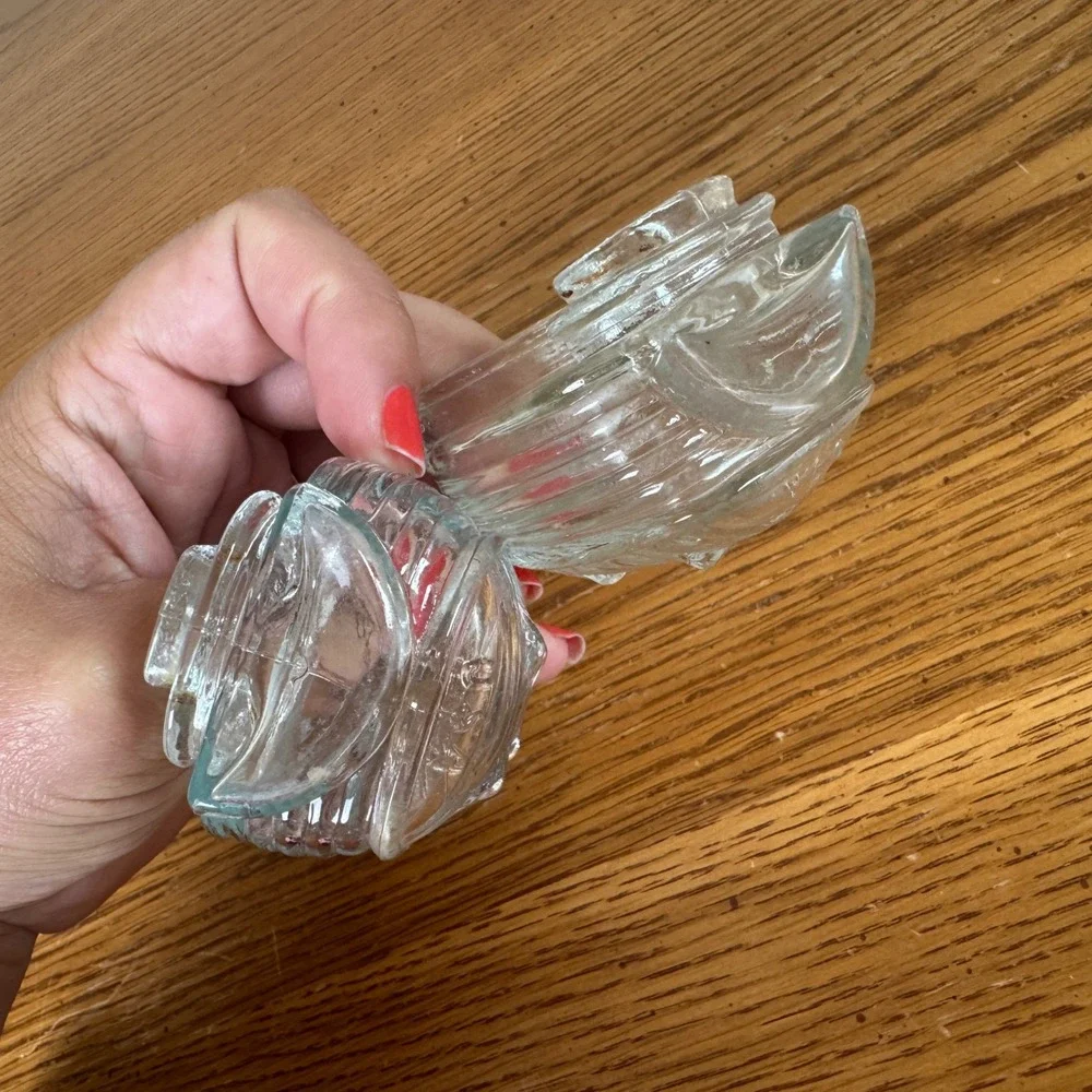Vintage Hendryx Glass Bird Cage Feeder Waterer Cups Set of 2 Clear USA Made